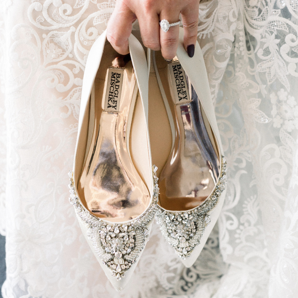 BADGLEY MISCHKA Malena Embellished Flats - Ivory